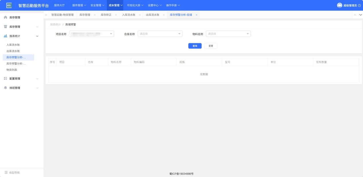 4-3-4：库存预警分析-低储界面图