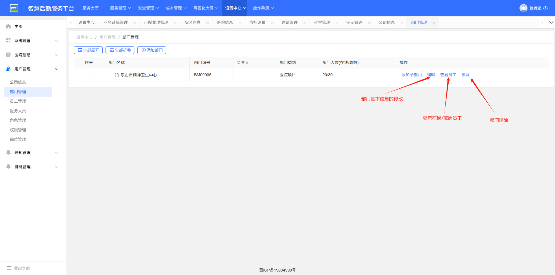 4-5-2：部门分级管理主界面</p>
</div>