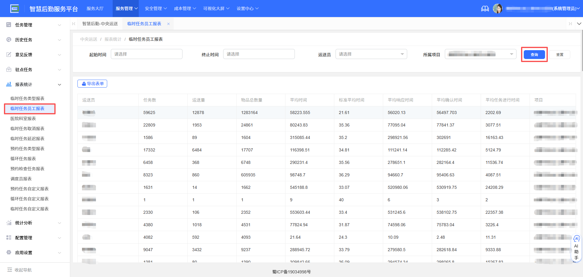 4-6-9：临时任务员工报表界面图